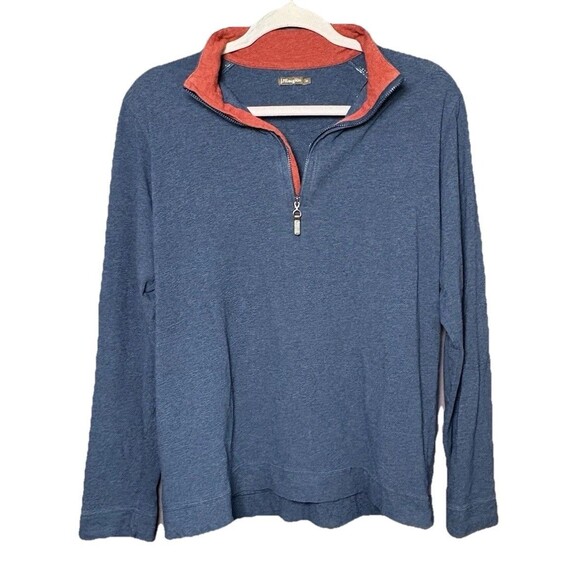 J McLAUGHLIN 1/4 Zip Pullover Tate Sweater Men’s Size Medium Blue Red Knit - Picture 2 of 9